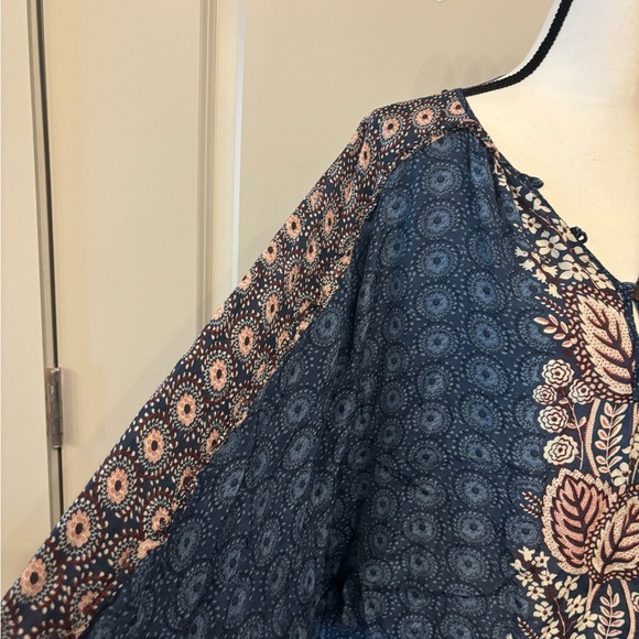 Maeve Anthropologie blue boho hippie wide sleeve blouse size S - Picture 5 of 14